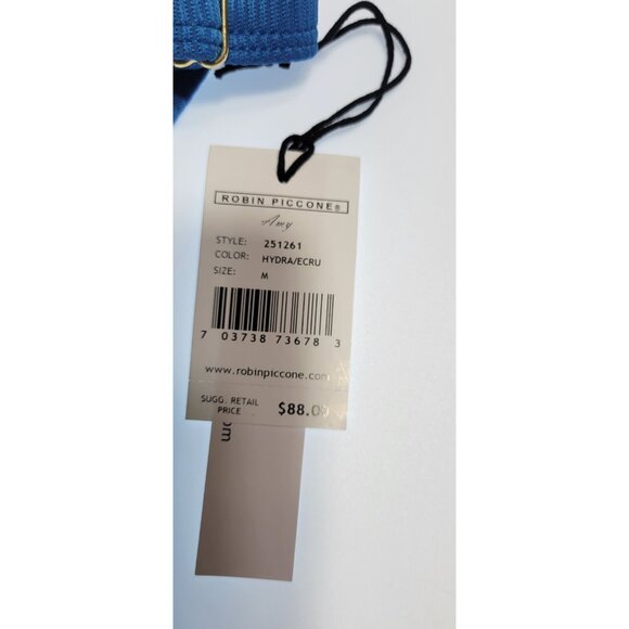 Robin Piccone Bikini Bottom Womens Parker High Weist Blue/White Stripeed - Picture 4 of 9